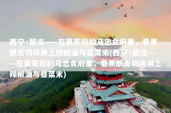 西宁·酿皮——在莫家街的马忠食府里，看黑酿皮切块淋上辣椒油与韭菜末(西宁·酿皮——在莫家街的马忠食府里，看黑酿皮切块淋上辣椒油与韭菜末)